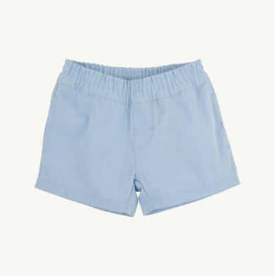Buckhead Blue Sheffield Shorts by The Beaufort Bonnet Company, stylish twill shorts for kids displayed on a hanger.