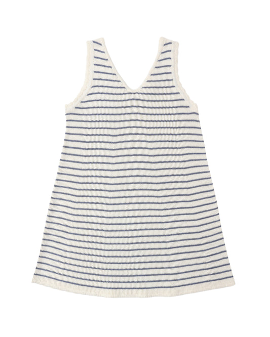 Marine Stripe Crochet Tank Mini Dress