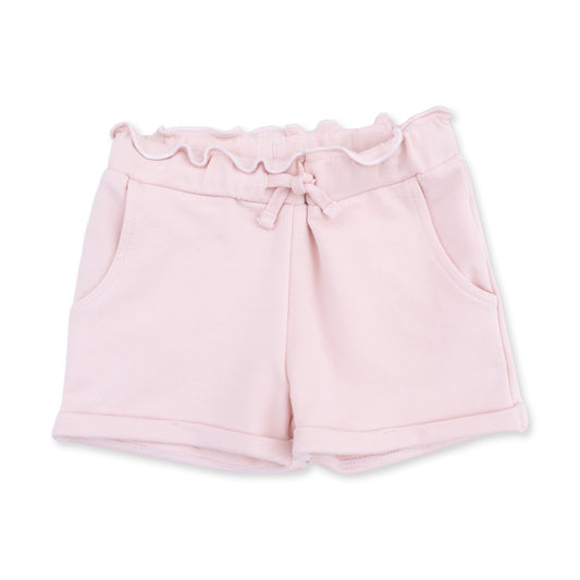 Pink paperbag shorts with a solid veil design by Angel Dear, featuring a relaxed fit and comfortable waistband.