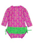 Ruffle Butts - Long Sleeve One Piece Rash Guard Neon Violet Pineapples