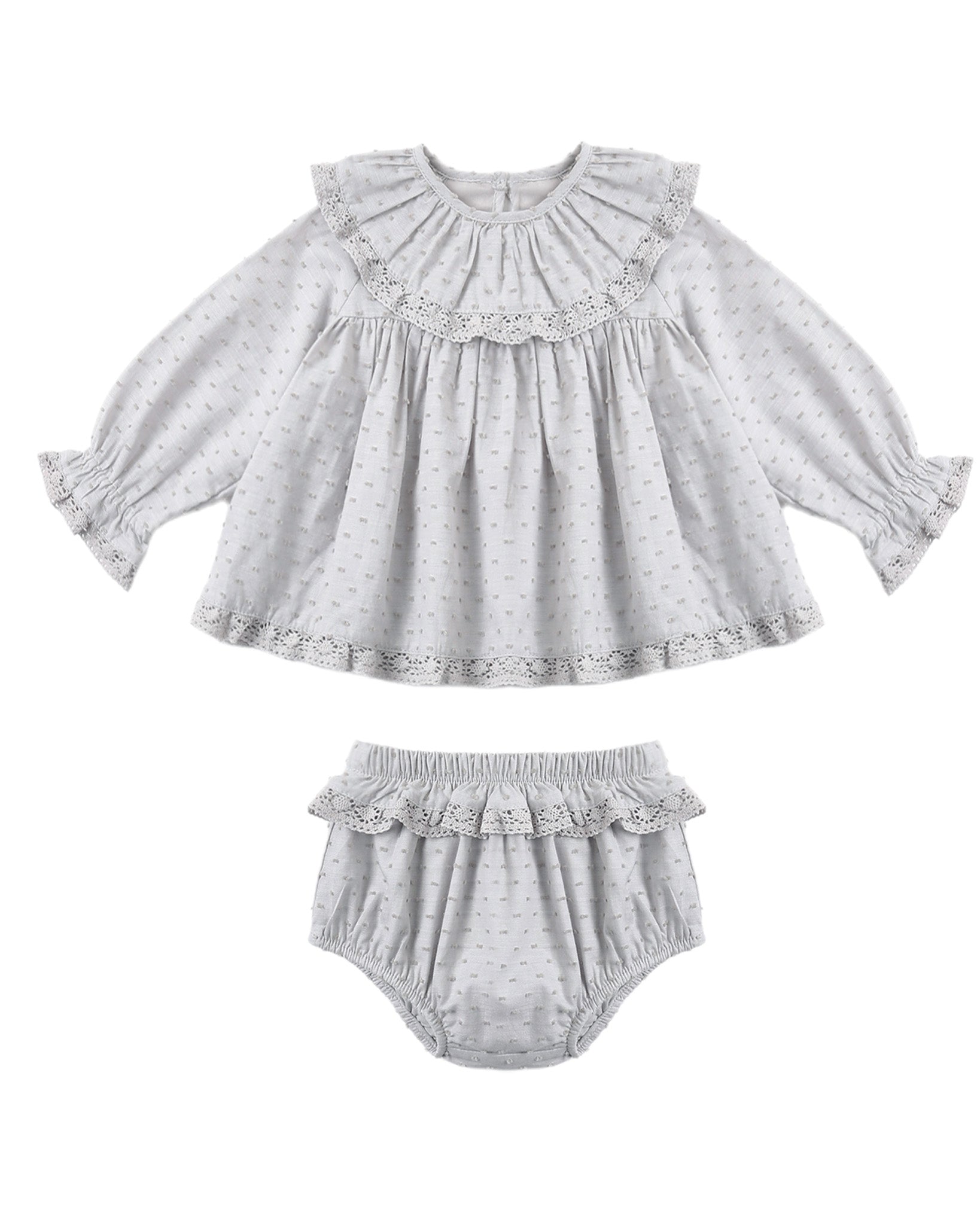Dusty blue Rori set by Rylee & Cru, featuring a cozy, stylish top and matching bottoms on a flat lay.
