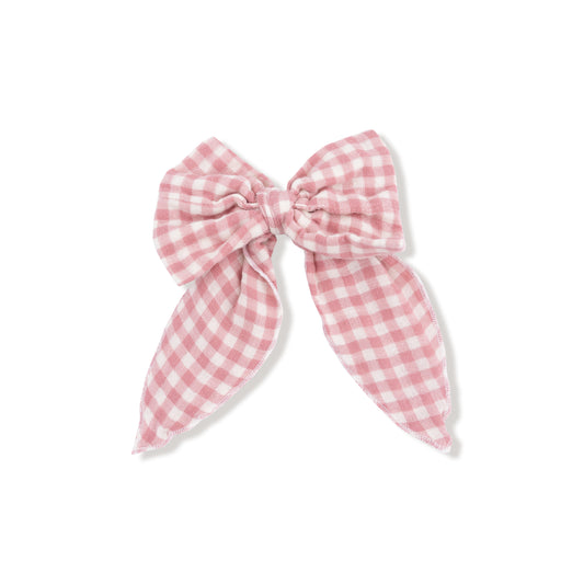 Rose Pink Plaid Bow