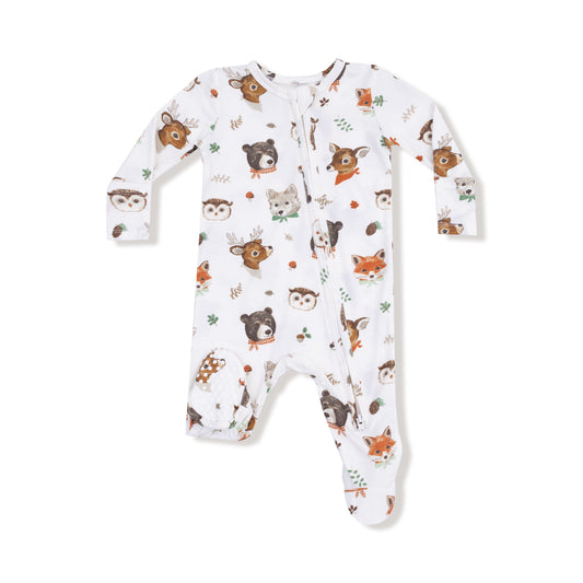 Woodland Animal Faces Zip Footie