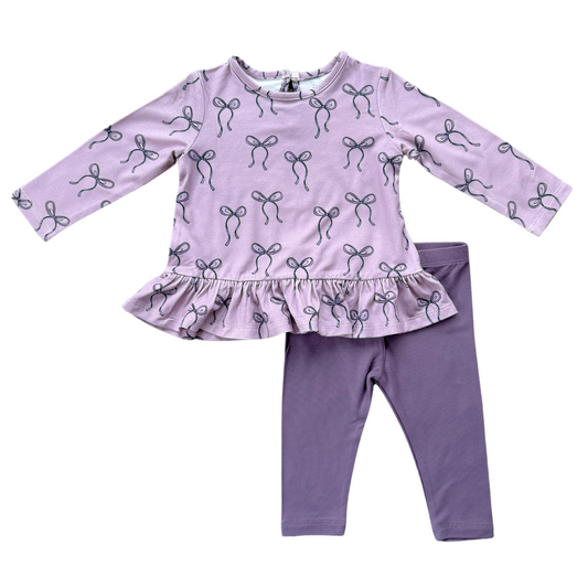 Bow Long sleeve Peplum Set