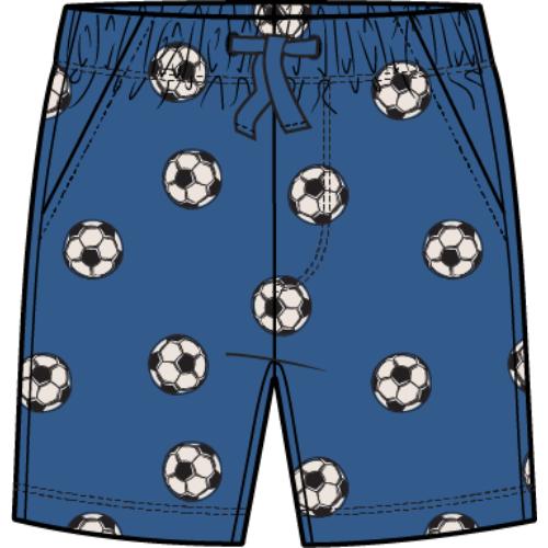 Royal Blue soccer print shorts by Miles the Label featuring a vibrant design and comfortable fit for active wear.