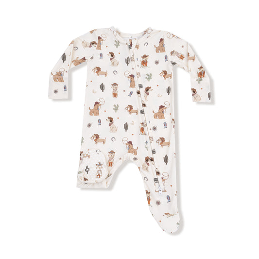 Cowboy Dogs Zipper Footie