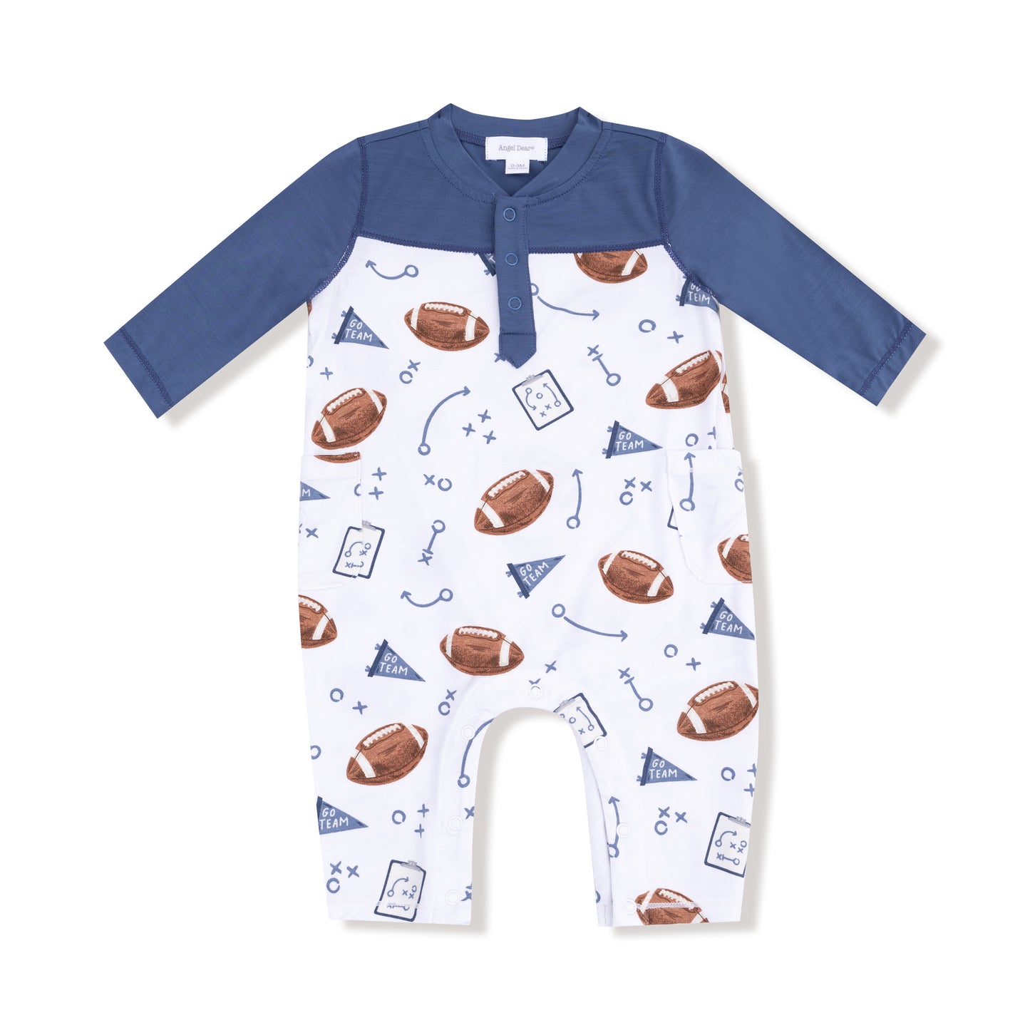 Touchdown Time Navy Raglan Romper