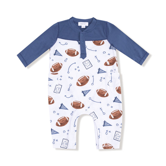 Touchdown Time Navy Raglan Romper