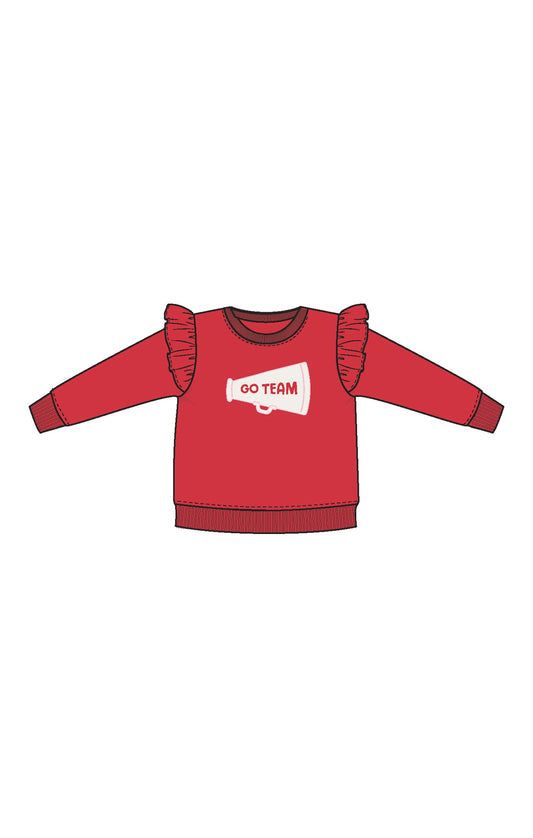 Go Team Varsity Red Ruffle Sweatshirt