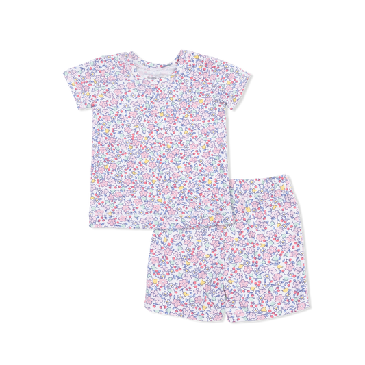 Angel Dear Elizabeth's Garden loungewear short set featuring a floral print, soft fabric, and comfortable fit for casual wear.