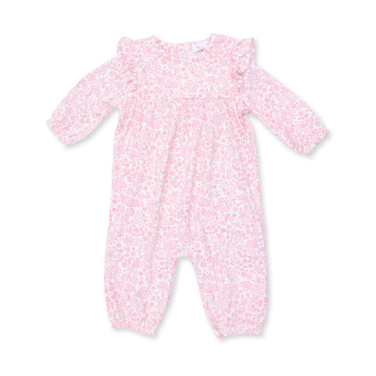 Angel Dear baby woodland ruffle sleeve romper with charming woodland print and soft fabric, perfect for little ones.