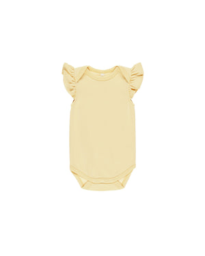 Quincy Mae - Yellow Flutter Sleeve Bodysuit