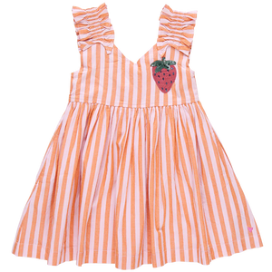 Pink Chicken - Orange Pink Stripe Girls Via Dress