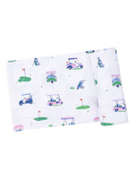 Angel Dear - Vintage Pink Golf Carts Swaddle Blanket