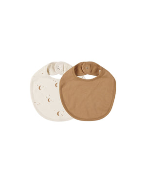 Quincy Mae - Moons & Golden Jersey Snap Bib Set