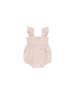 Quincy Mae - Pink Blossom Smocked Ruffle Sleeve Romper