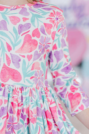 Mila & Rose - Watercolor Hearts Pocket Twirl Dress