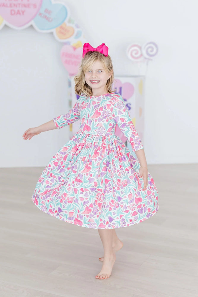 Mila & Rose - Watercolor Hearts Pocket Twirl Dress