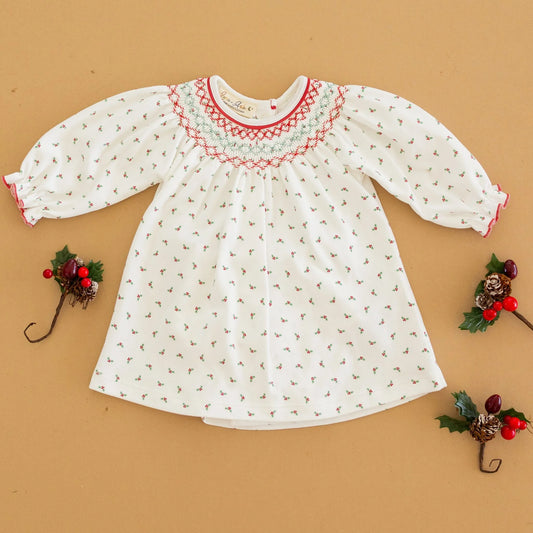 Winter Berries Ivory Bishop L/S Toddler Dress