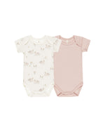 Quincy Mae - Swans/Bubblegum Short Sleeve Bodysuit 2 Pack