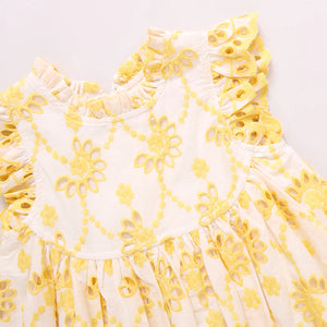 Pink Chicken - Girls Cynthia Dress - Bright Yellow Eyelet