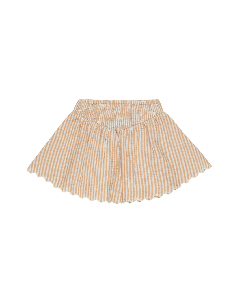 Rylee & Cru - Grapefruit Stripe Smocked V Mini Skirt