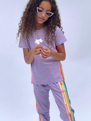 Lola & the Boys - Lavender Rainbow Sequin Jogger Set