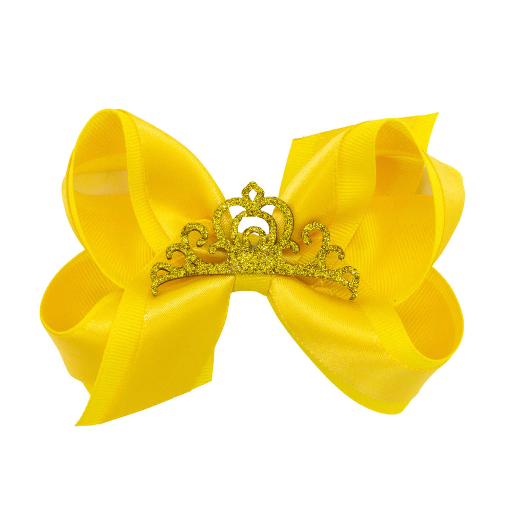 wee ones - Satin Overlay Glitter Crown Bow