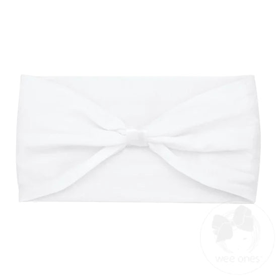 wee ones - White Nylon Baby Band with Wrap - ADD YOUR BOW