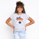 Game Day - Faux Applique Girl Tiger Blue Orange Football Youth Tee