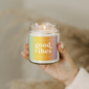 Good Vibes Soy Candle - Clear Jar - Rainbow - 9 oz