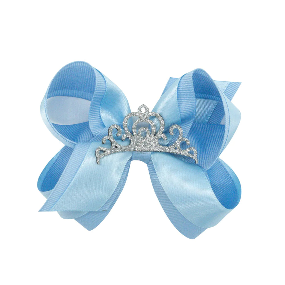 wee ones - Satin Overlay Glitter Crown Bow