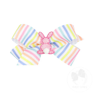 wee ones - Mini Easter Grosgrain Print with Small Puff Tail Bunny Girls Hair Bow