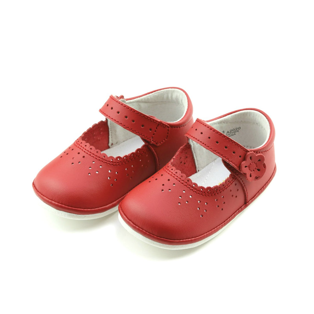 L'AMOUR - Red Mia Scalloped Leather Mary Jane (Baby)