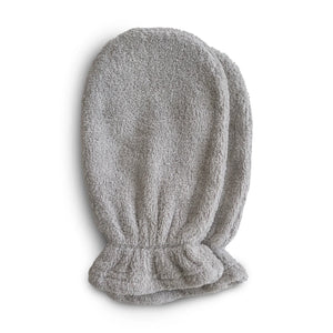 mushie - Organic Cotton 2pk Bath Mitt Gray