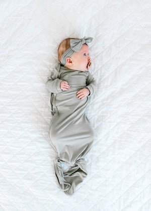 Copper Pearl - Newborn Knotted Gown - Stone