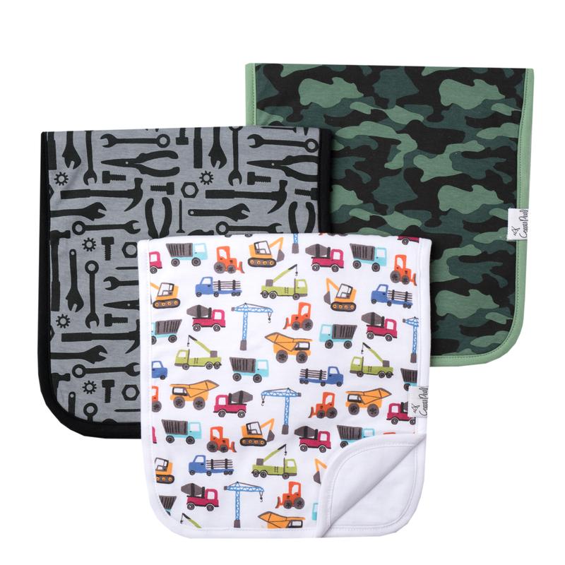 Copper Pearl Diesel burp cloth set featuring soft, absorbent fabric in neutral tones, perfect for baby feeding and burping.