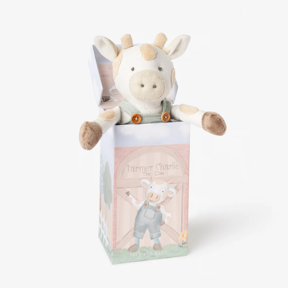 Elegant Baby - Charlie Cow Linen Boxed Toy