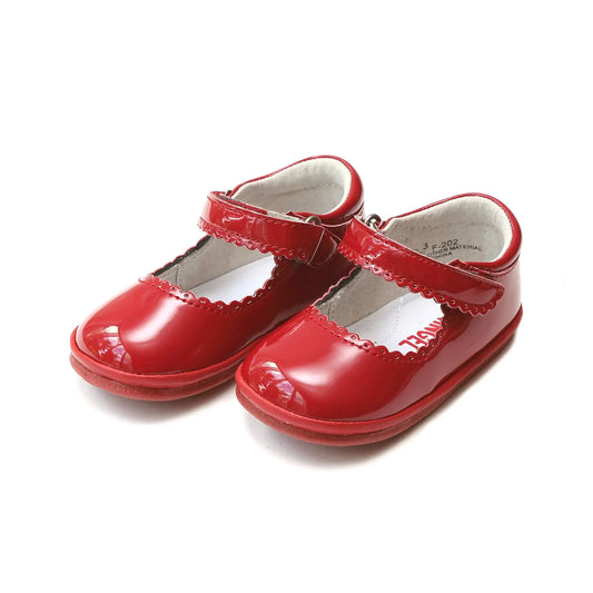 L'AMOUR -  Patent Red Cara Scalloped Mary Jane