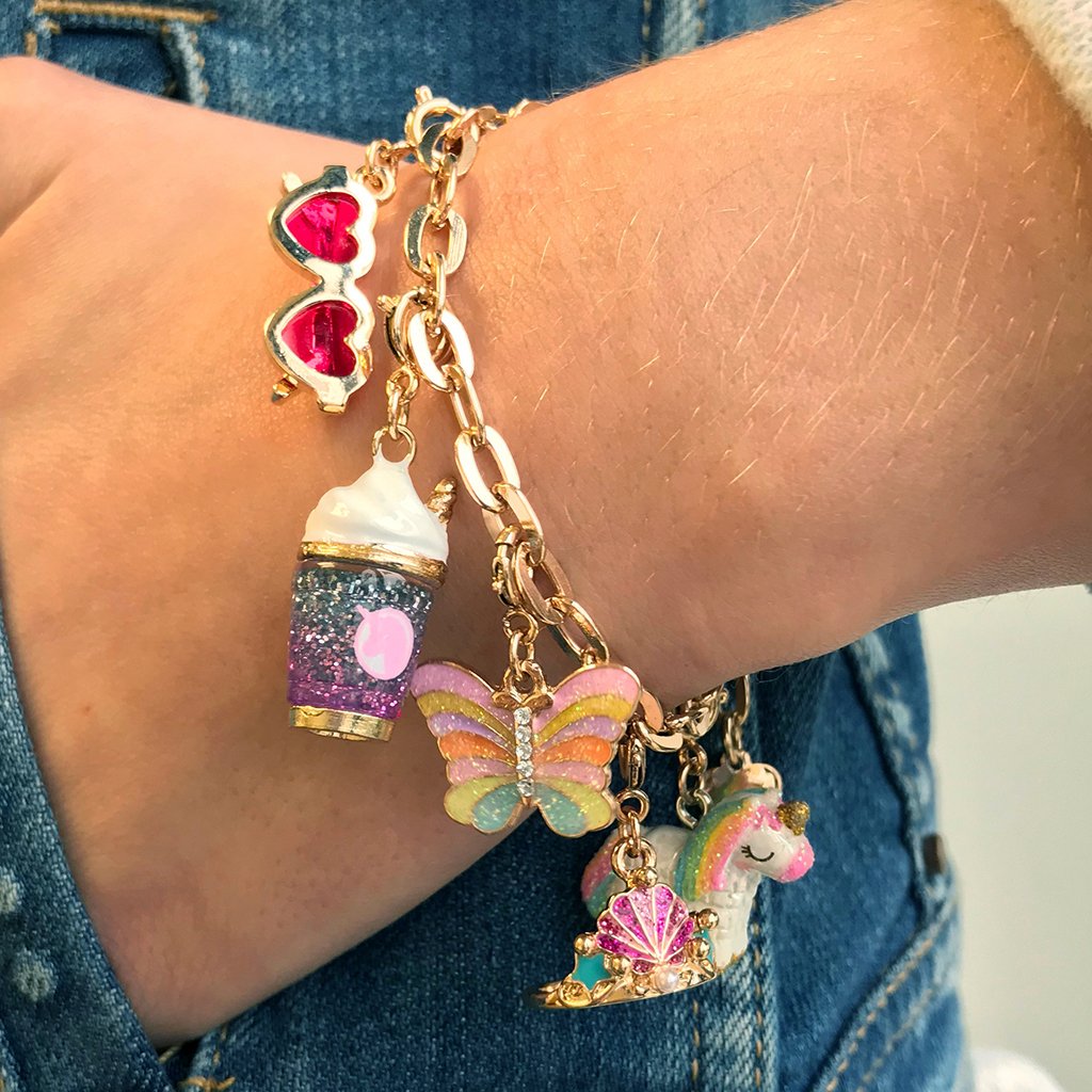 Gold chain bracelet from Charm It featuring a delicate design and adjustable clasp, perfect for layered jewelry looks.