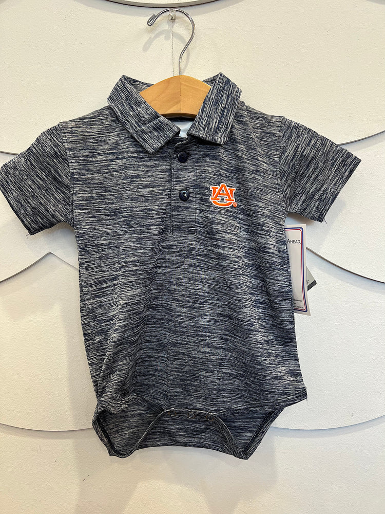 Auburn Logo Navy Space Dye Polo Onesie