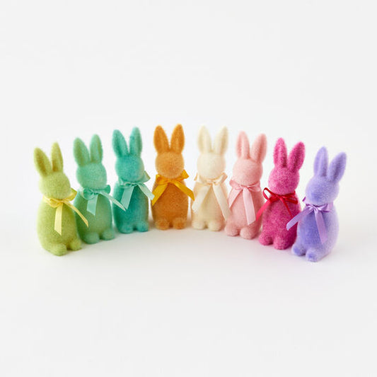 One Hundred 80 degrees Flocked Button Nose Bunny, Sm,  PVC, 6"