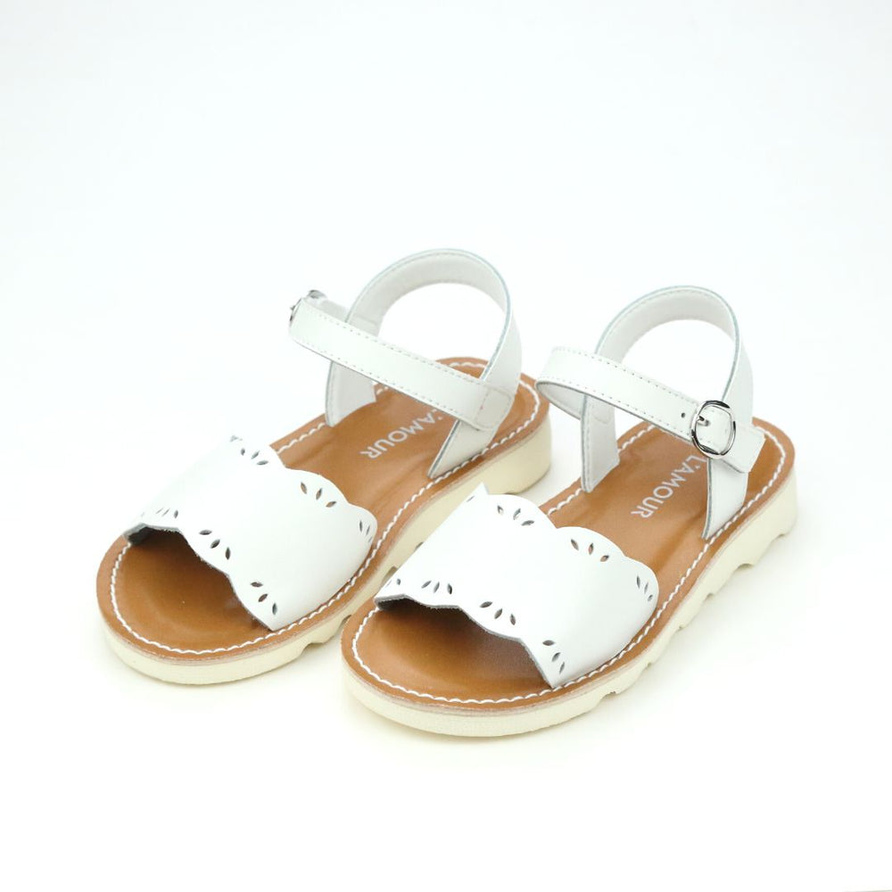 l'amour - White Ella Scalloped Sandal