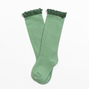 Little Stocking Co. - Spearmint Lace Top Knee Highs