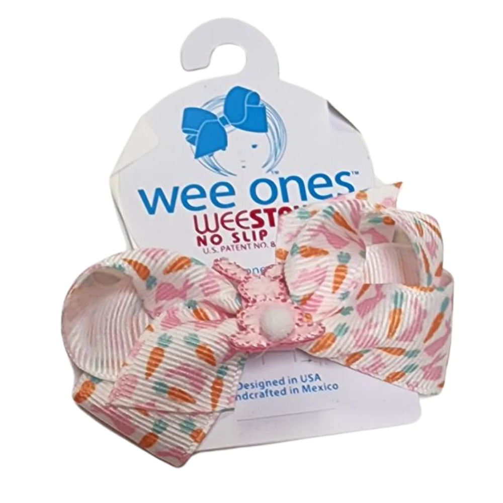 wee ones - Mini Easter Grosgrain Print with Small Puff Tail Bunny Girls Hair Bow