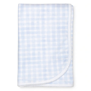 Lavender Bow - Blue Gingham Blanket