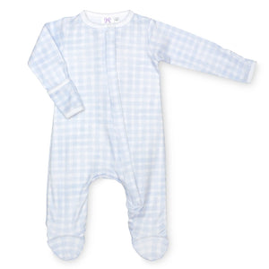 Lavender Bow - Blue Gingham Classic Footie