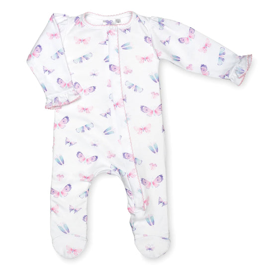 Lavender Bow - Butterfly RUFFLE Footie
