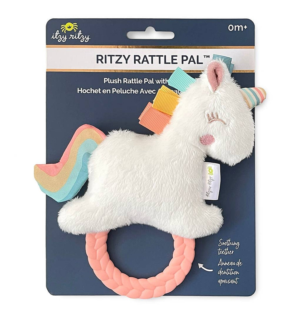 Itzy Ritzy - Unicorn Ritzy Rattle Pal™ Plush Rattle Pal with Teether