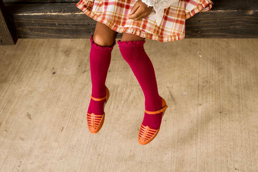 Little Stocking Co. - Berry Lace Top Knee Highs